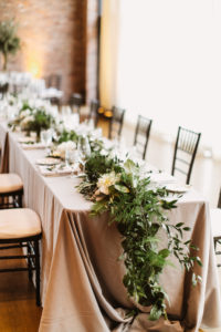 Roundhouse wedding flowers table garland